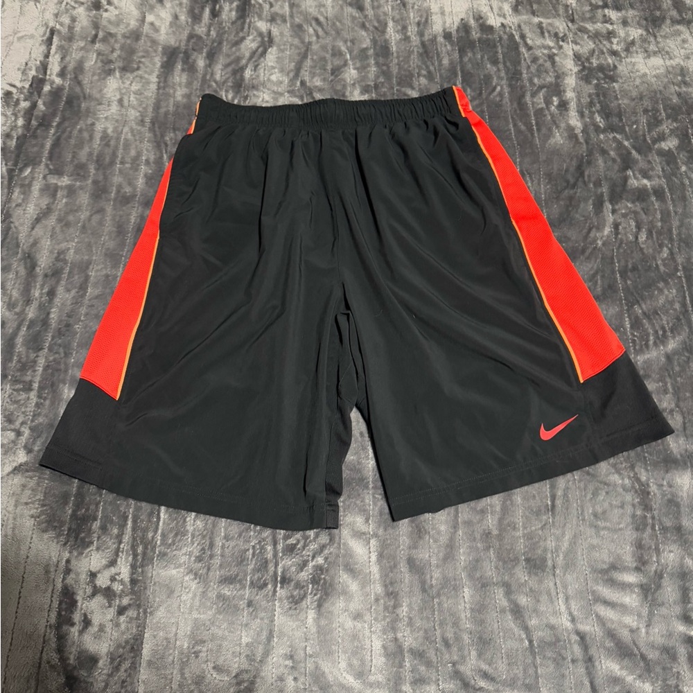 Nike Men's Black and Red Athletic Shorts